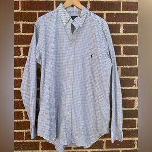 Ralph Lauren Performance Button Down Shirt size XL Tall Blue White Plaid